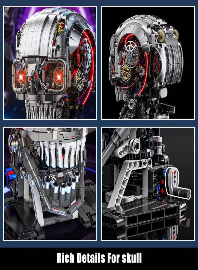 Fangool Mechanical Skeleton Head Building Blocks Set, Scary Zombie Themed Skull Action Figure Toy Kit, Horror Scene Decoration Kit, Halloween, Christmas or Birthday Gifts for Friends, 1099 Pcs - Image 2